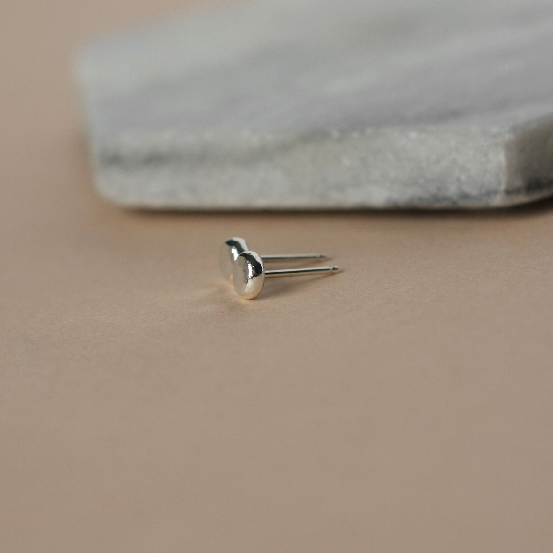 Small Fine Silver Pebble Studs
