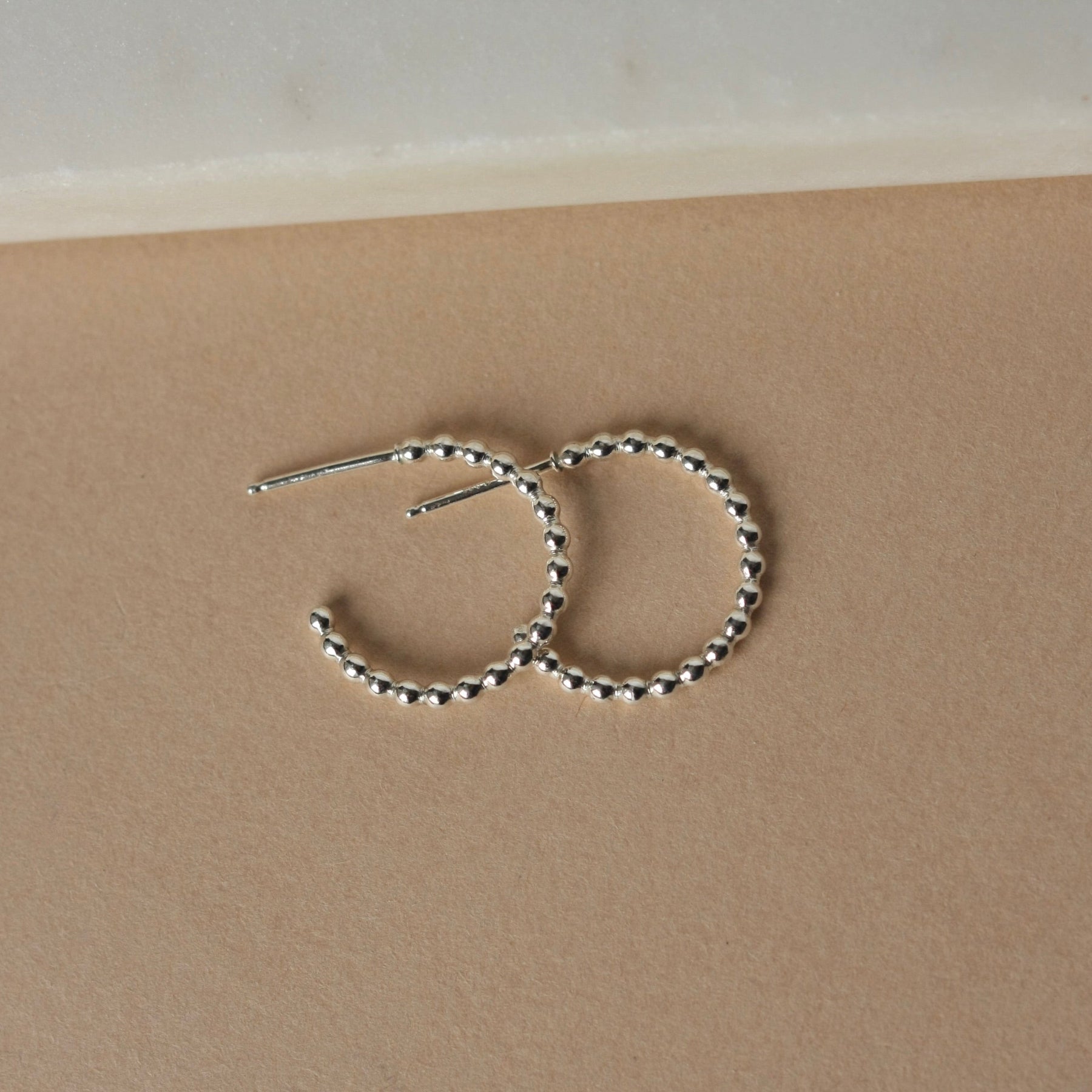 Sterling Silver Beaded Three Quarter Hoops