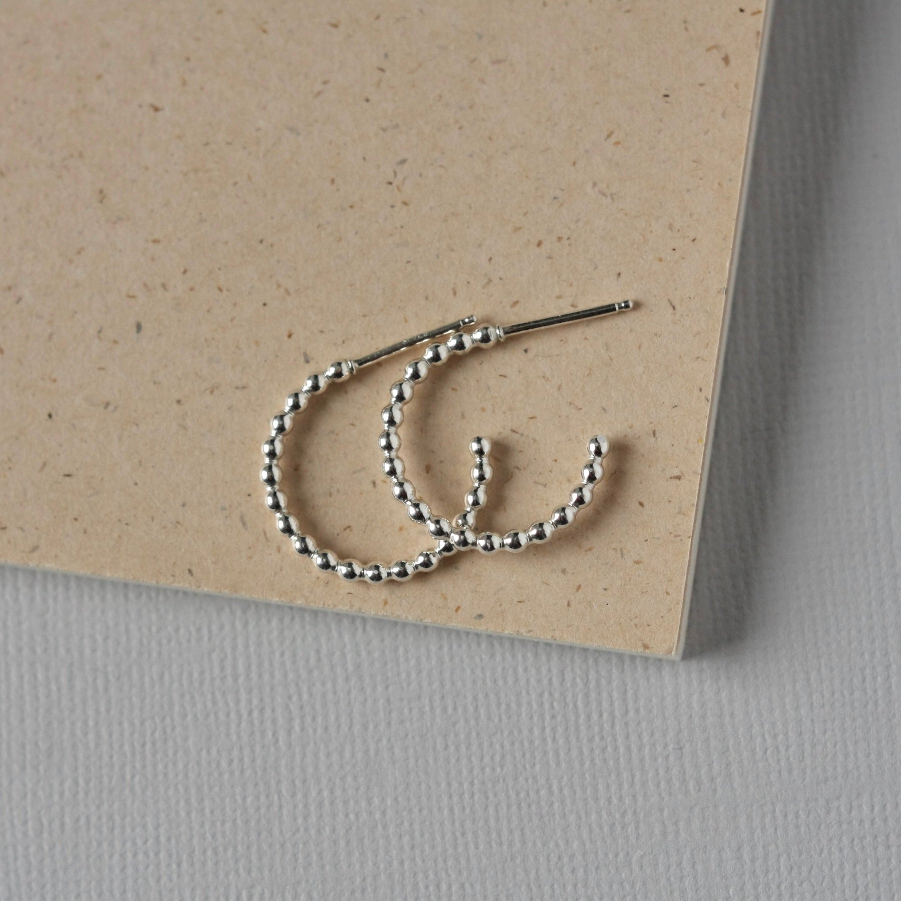 Sterling Silver Beaded Three Quarter Hoops