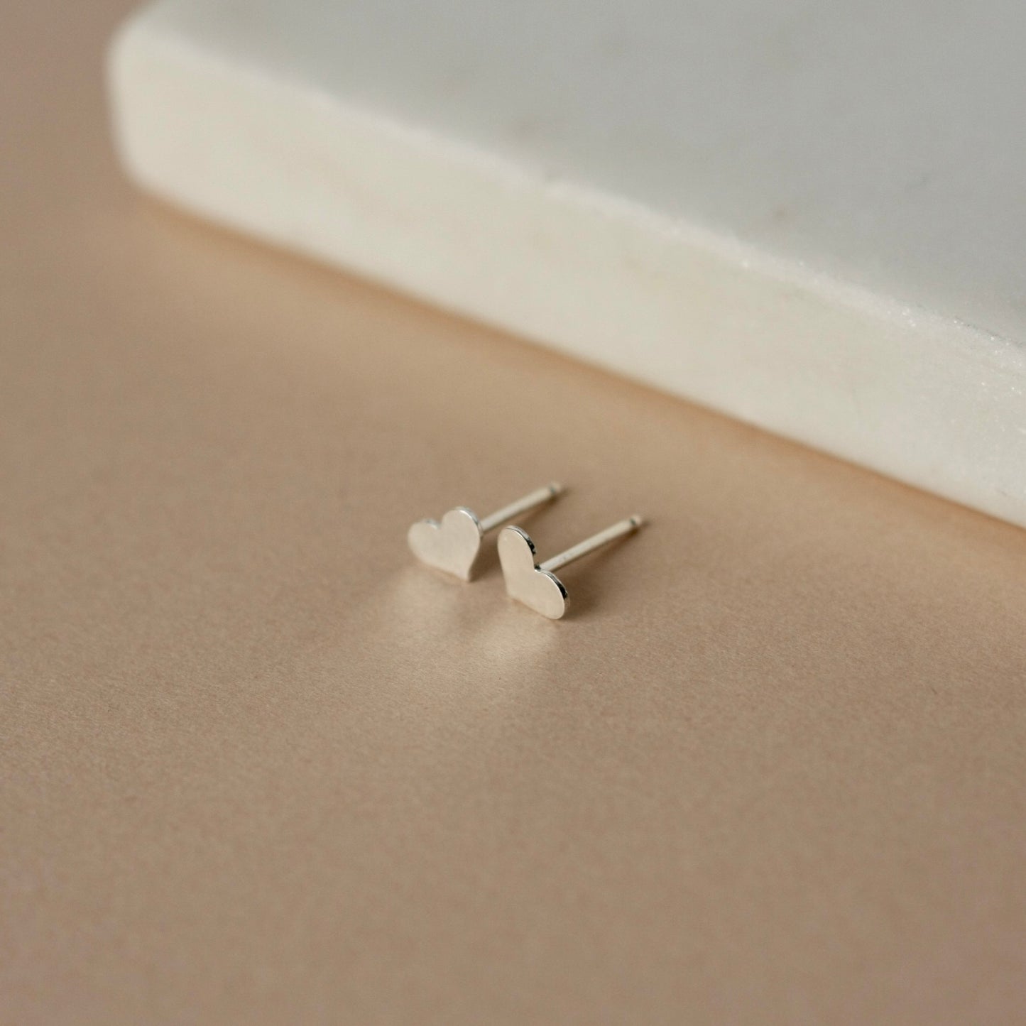 Tiny Hammered Sterling Silver Heart Studs