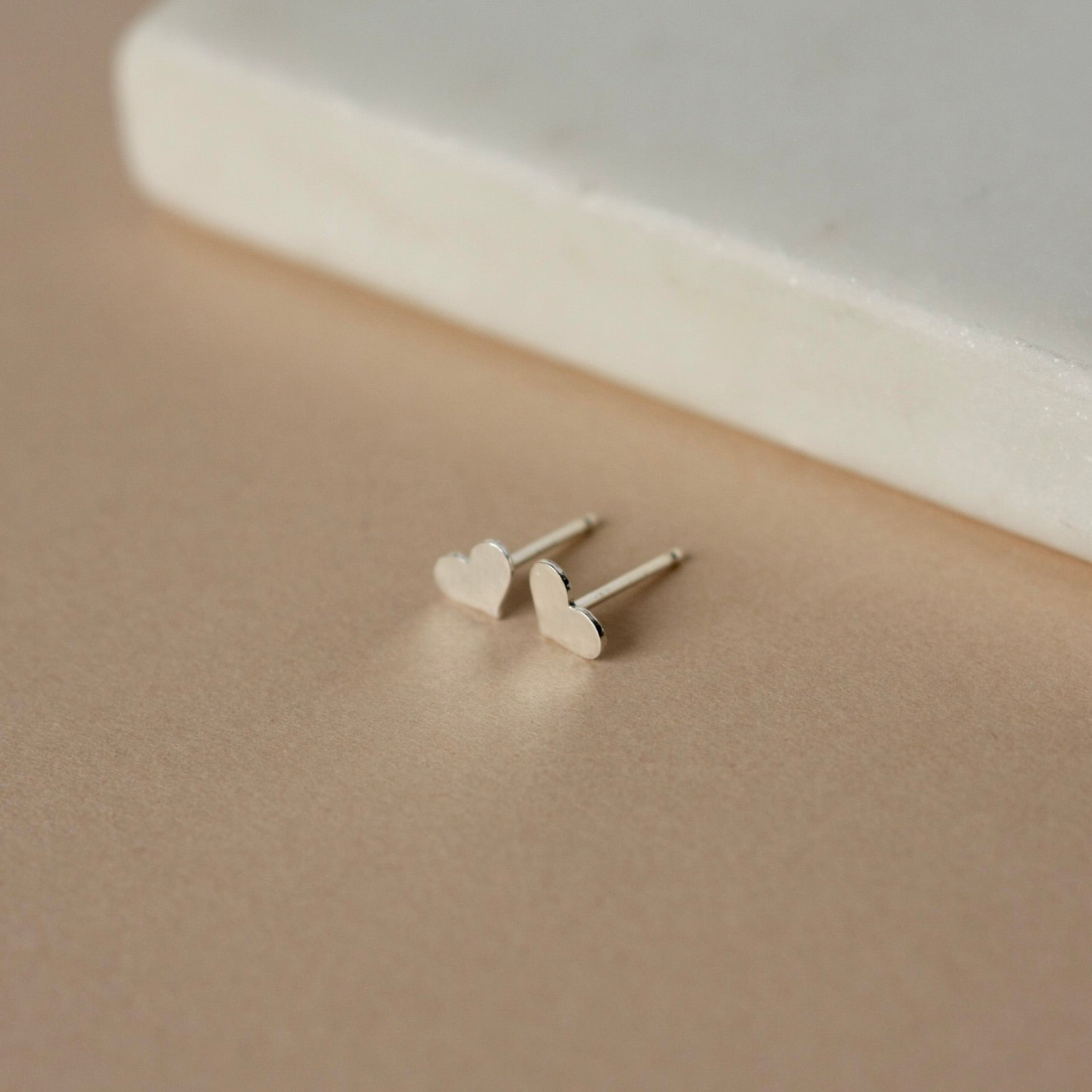 Tiny Hammered Sterling Silver Heart Studs