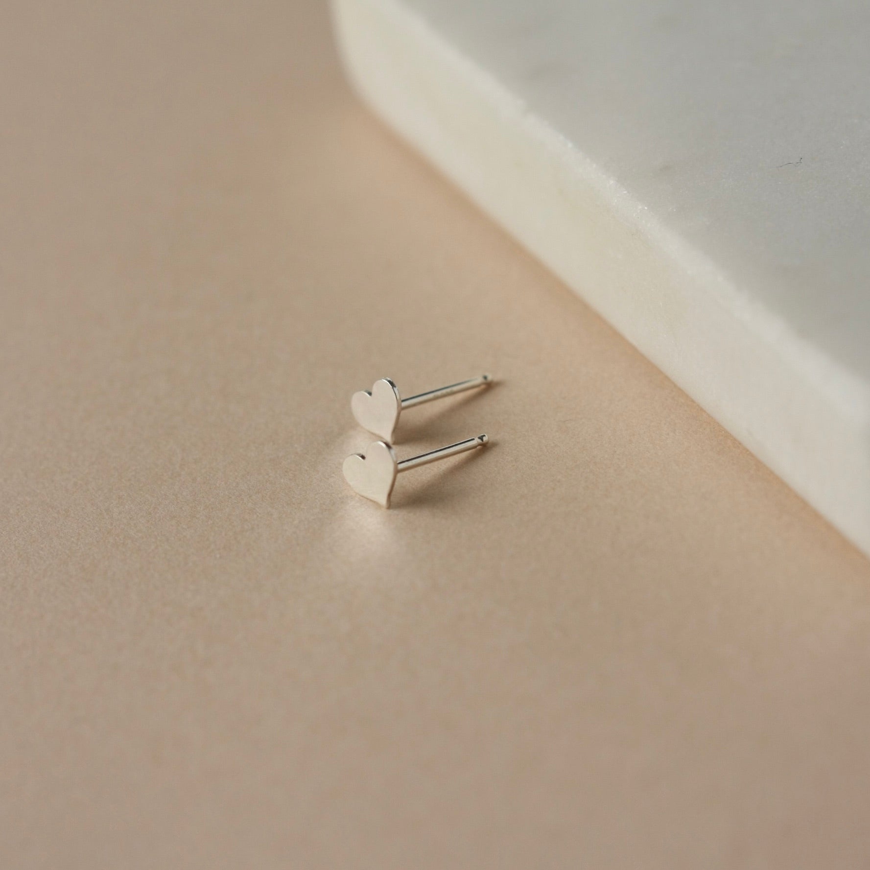 Tiny Hammered Sterling Silver Heart Studs