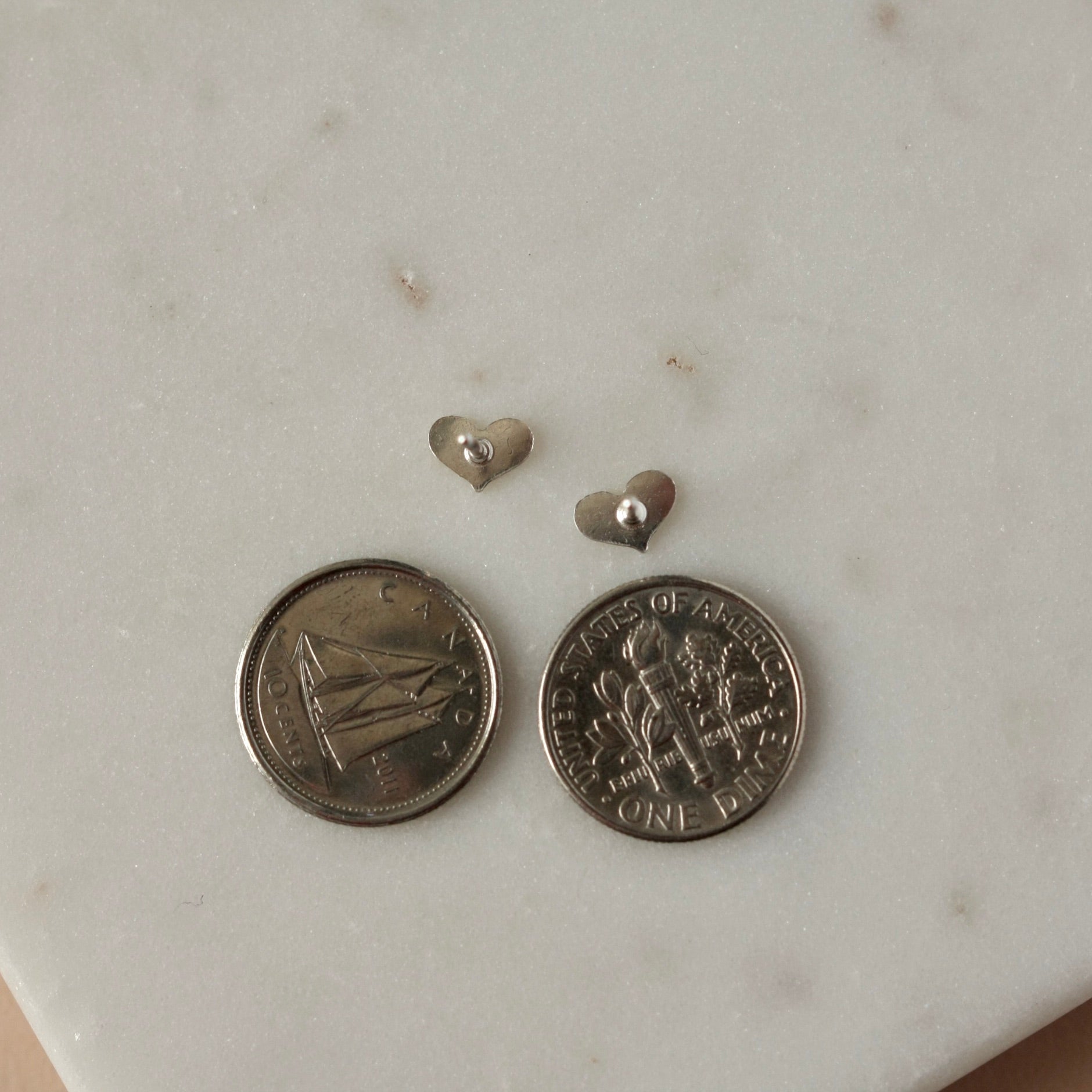Tiny Hammered Sterling Silver Heart Studs