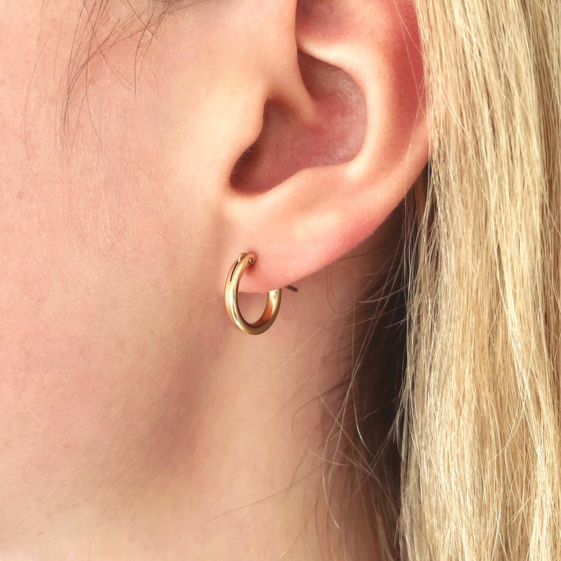 Small Chunky Gold Hoop Earrings