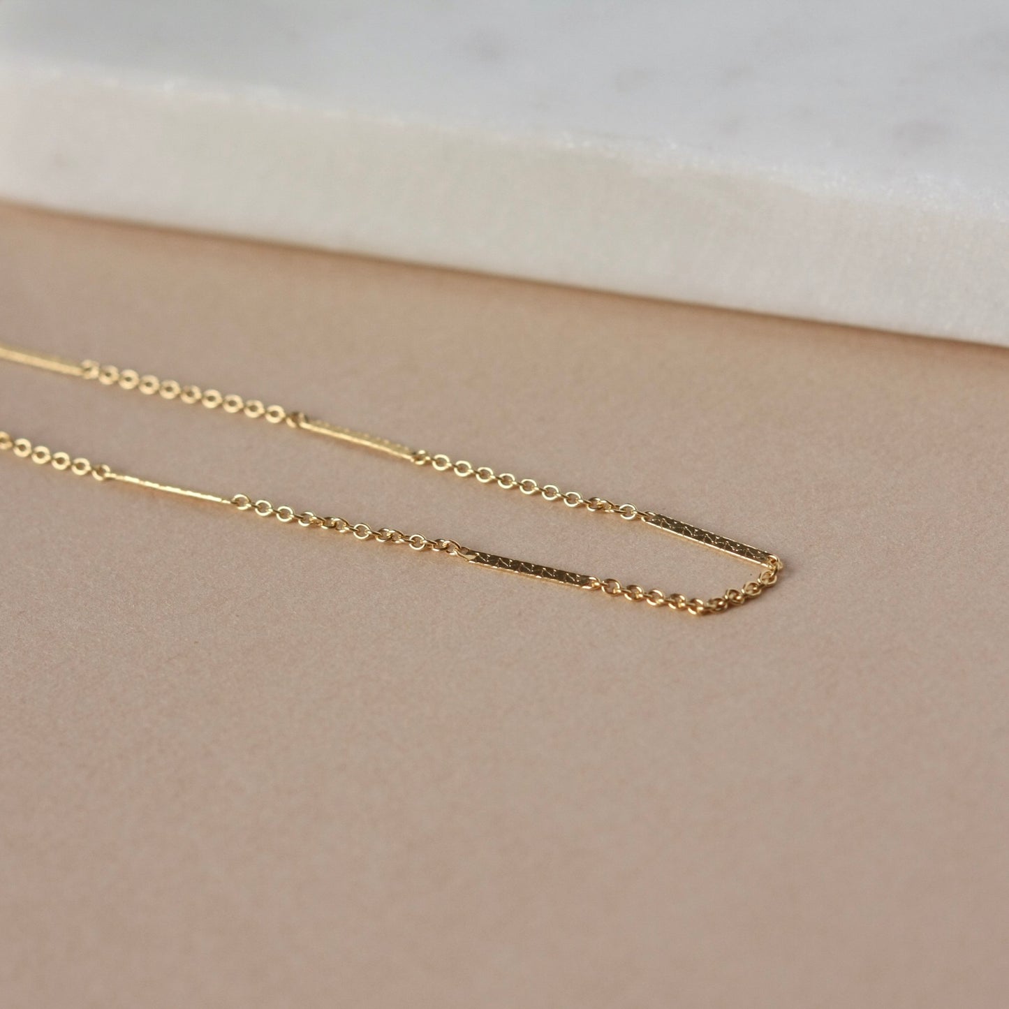 Dainty Dapped Gold Bar Chain Necklace