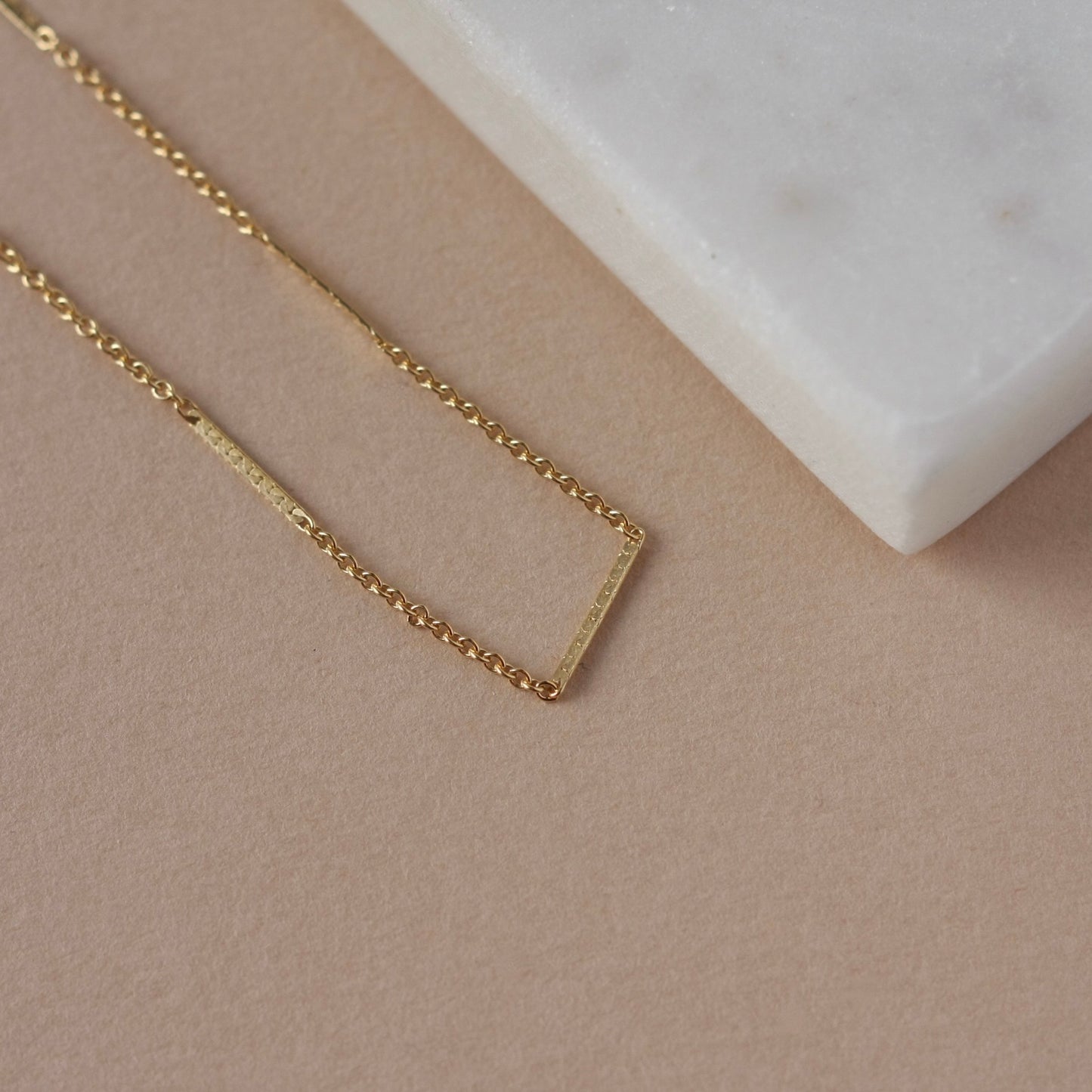 Dainty Dapped Gold Bar Chain Necklace
