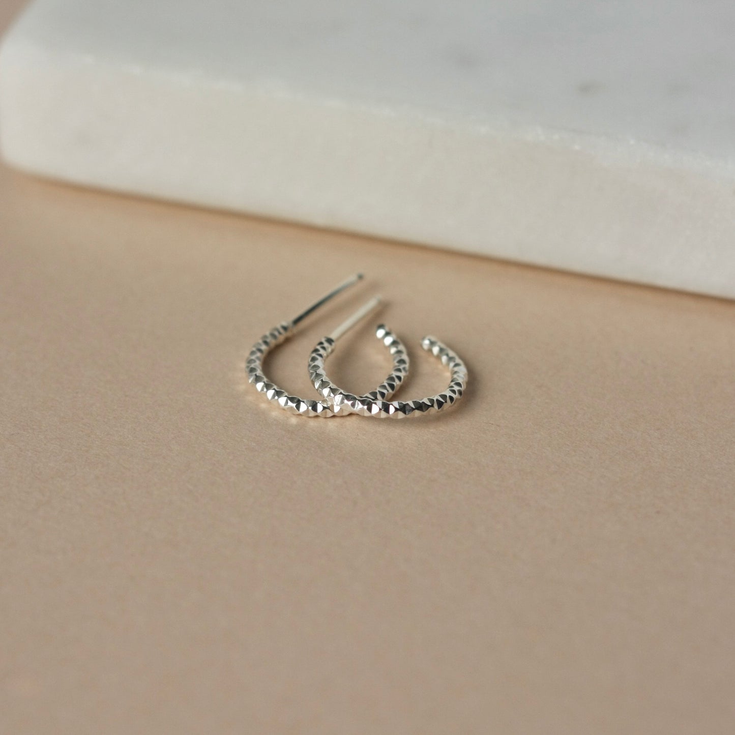 Small Sparkly 3/4 Silver Hoop Earrings