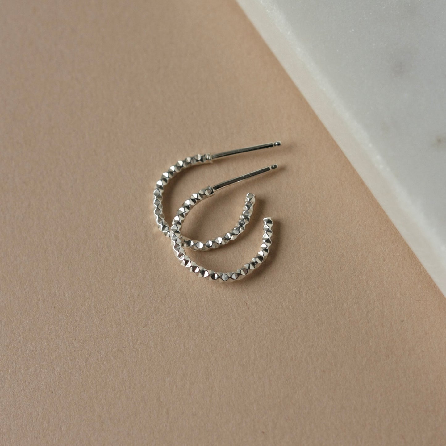 Small Sparkly 3/4 Silver Hoop Earrings