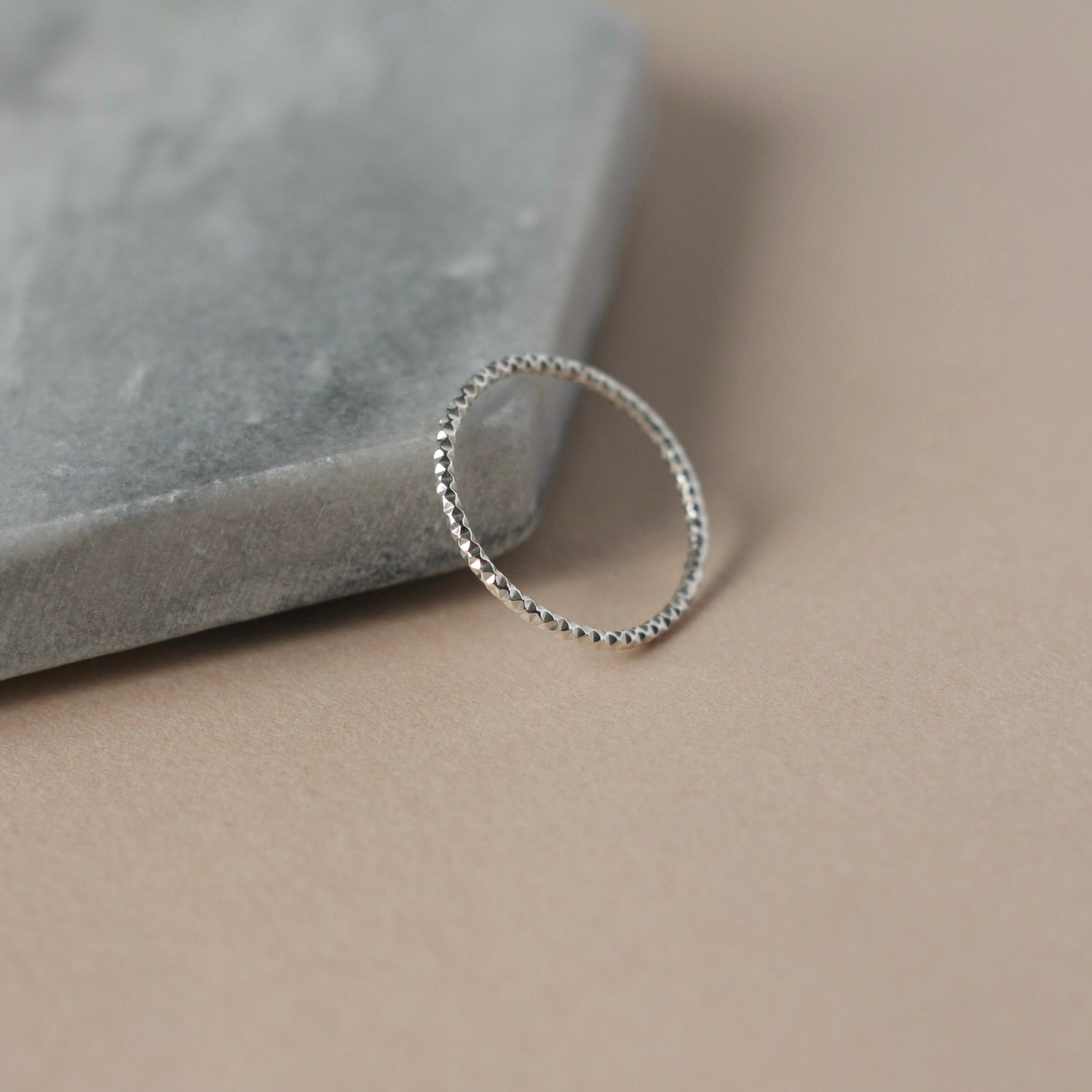 Dainty Sparkly Silver Stacking Ring