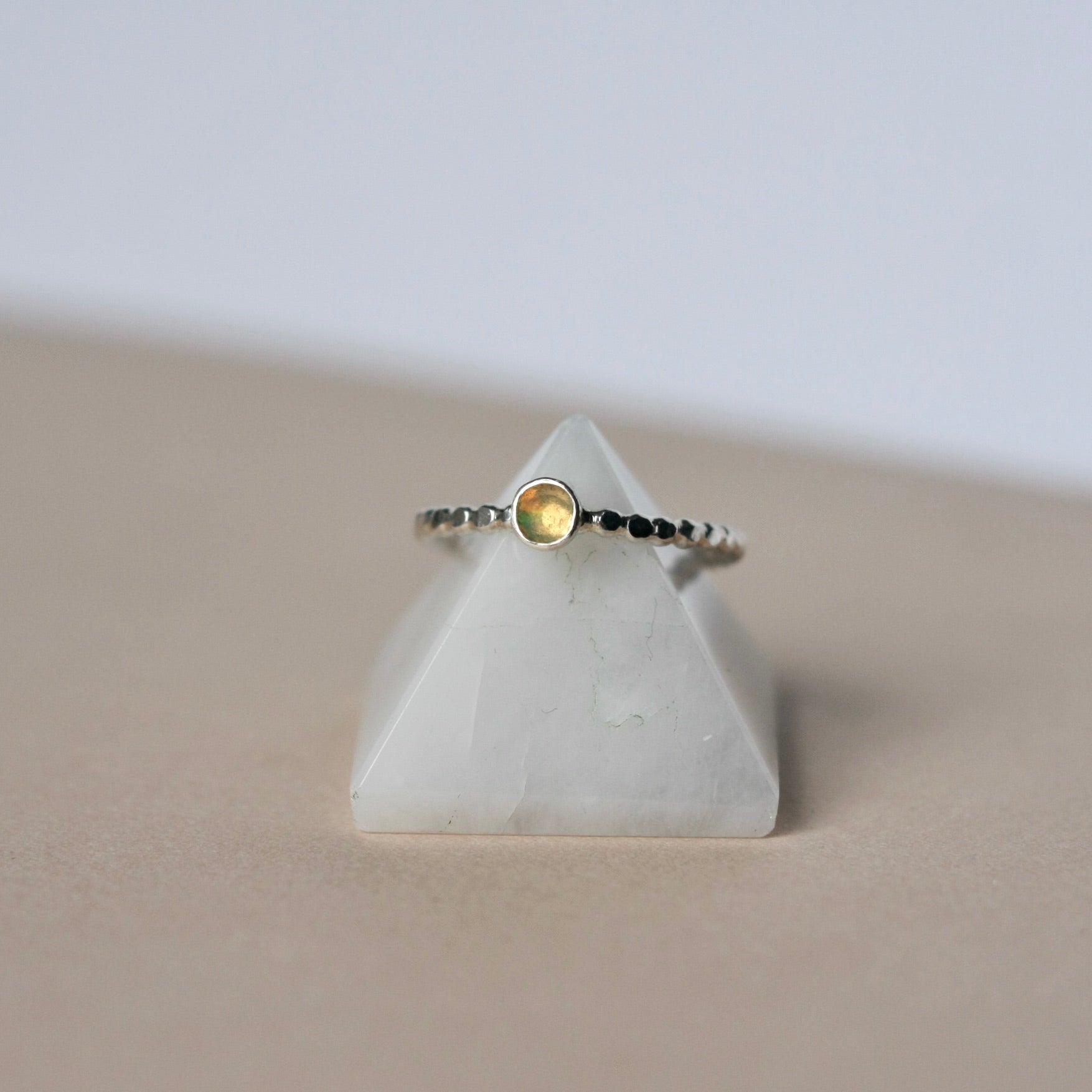 Sterling Silver Faceted Opal Ring