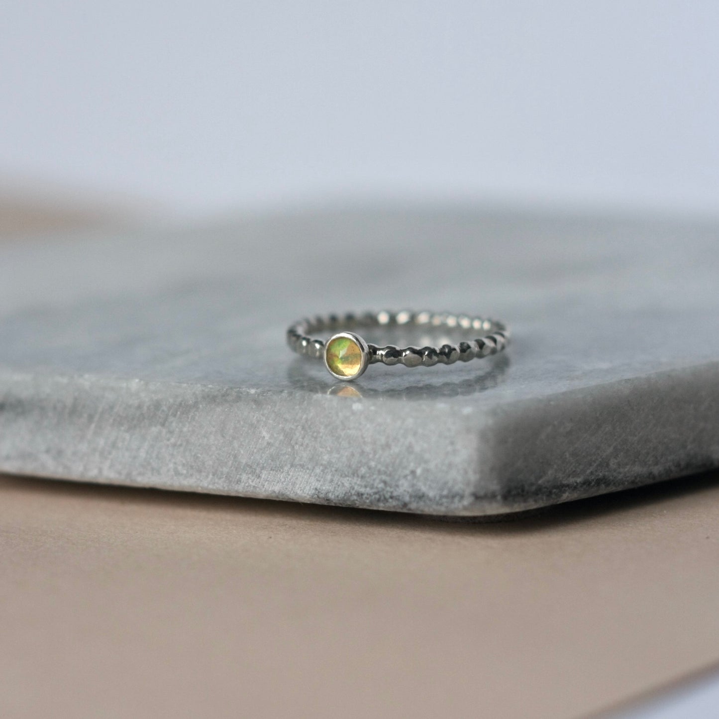 Sterling Silver Faceted Opal Ring