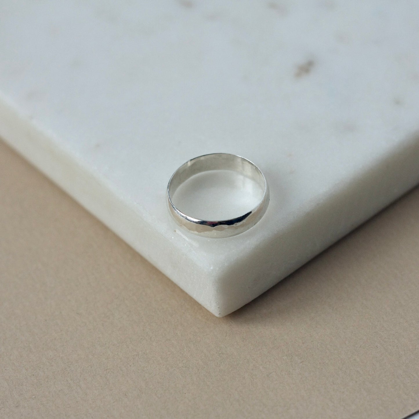 Wide Hammered Sterling Silver Ring