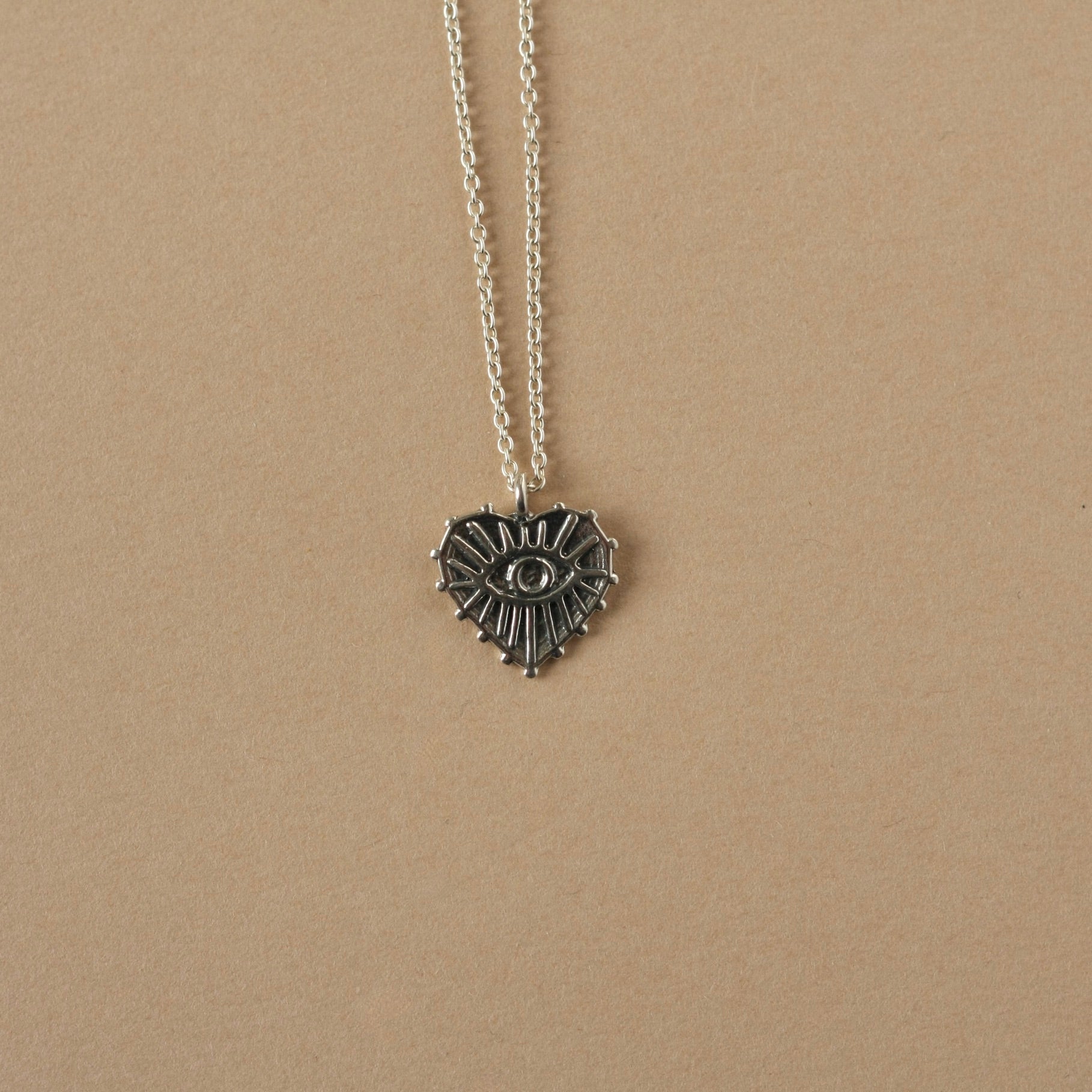 Sterling Silver Evil Eye Heart Necklace