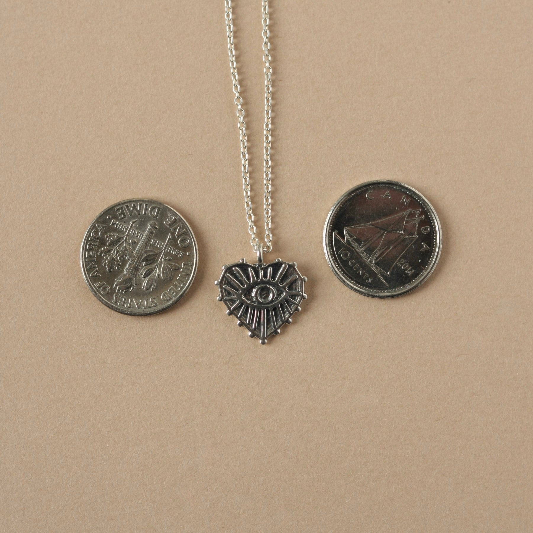 Sterling Silver Evil Eye Heart Necklace