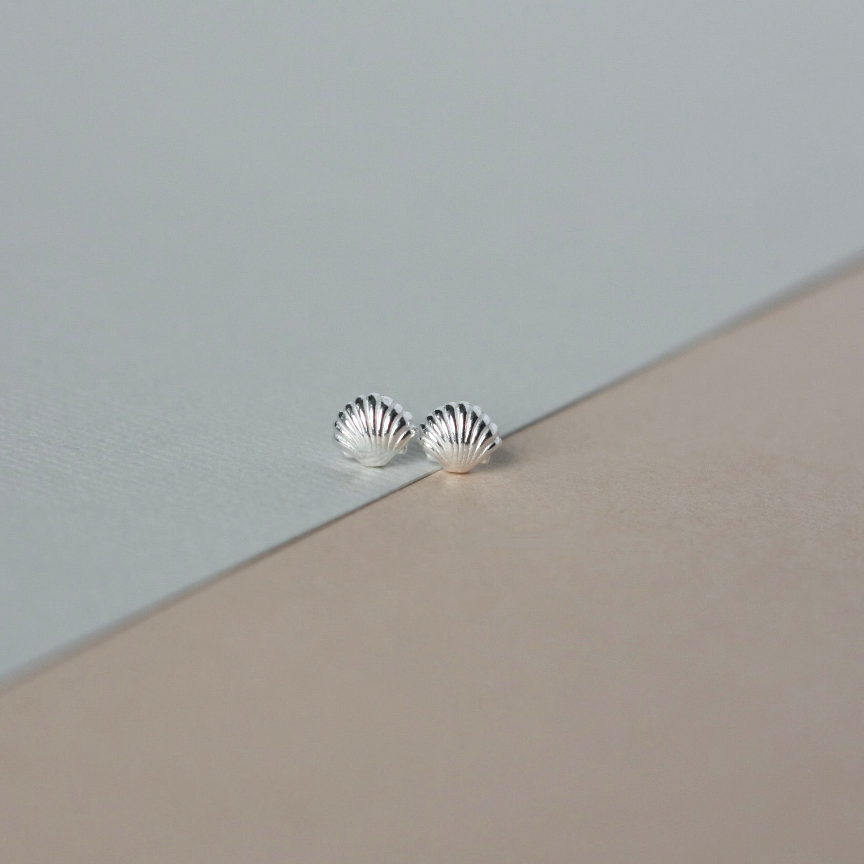 Dainty Sterling Silver Seashell Studs