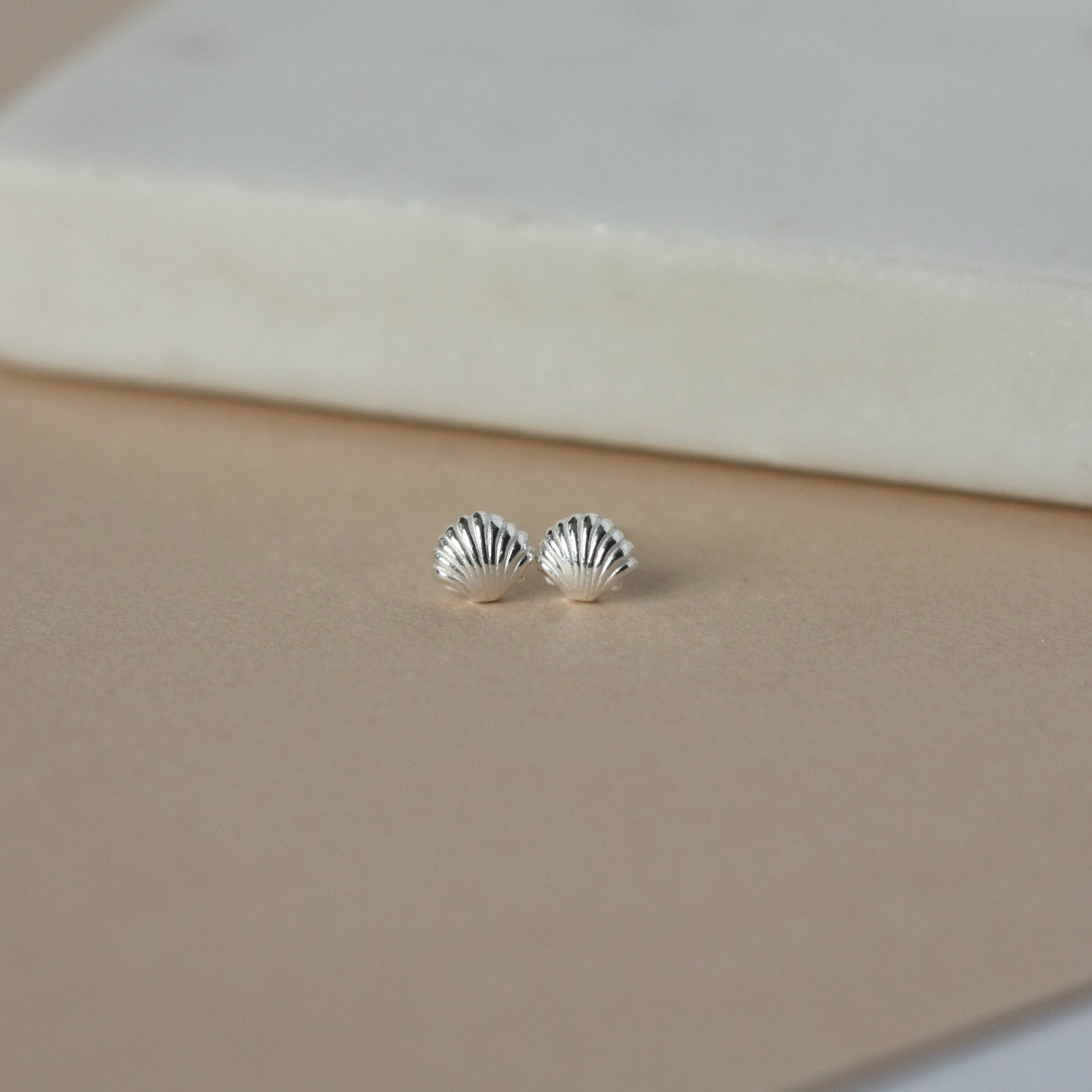 Dainty Sterling Silver Seashell Studs
