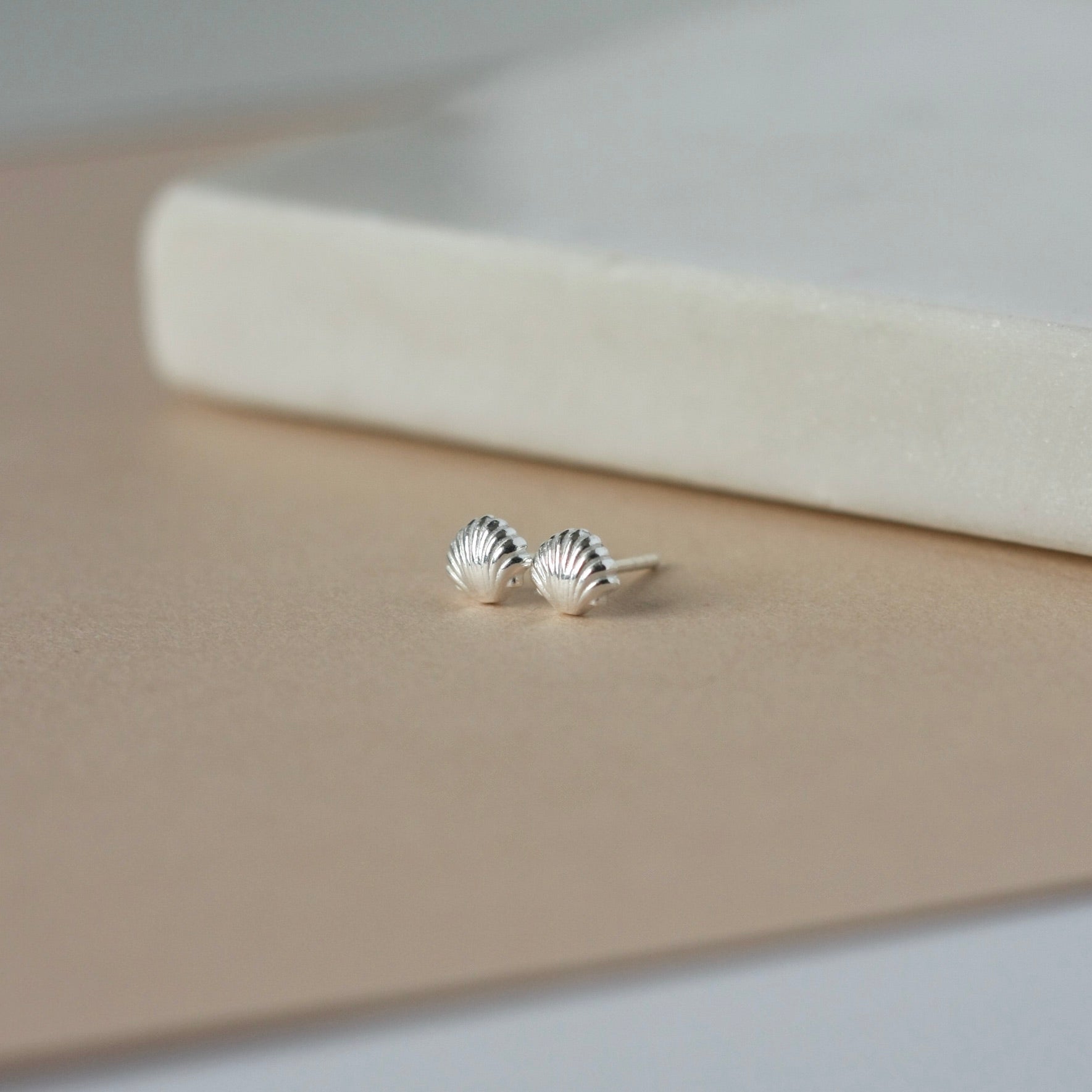 Dainty Sterling Silver Seashell Studs