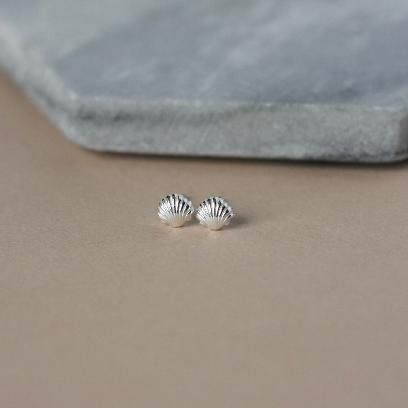 Dainty Sterling Silver Seashell Studs