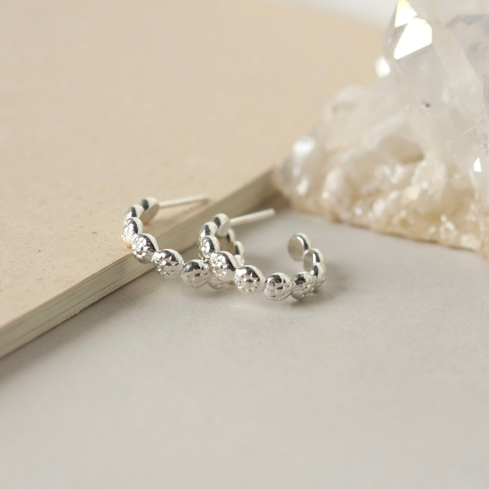 Sterling Silver Flower Hoop Earrings