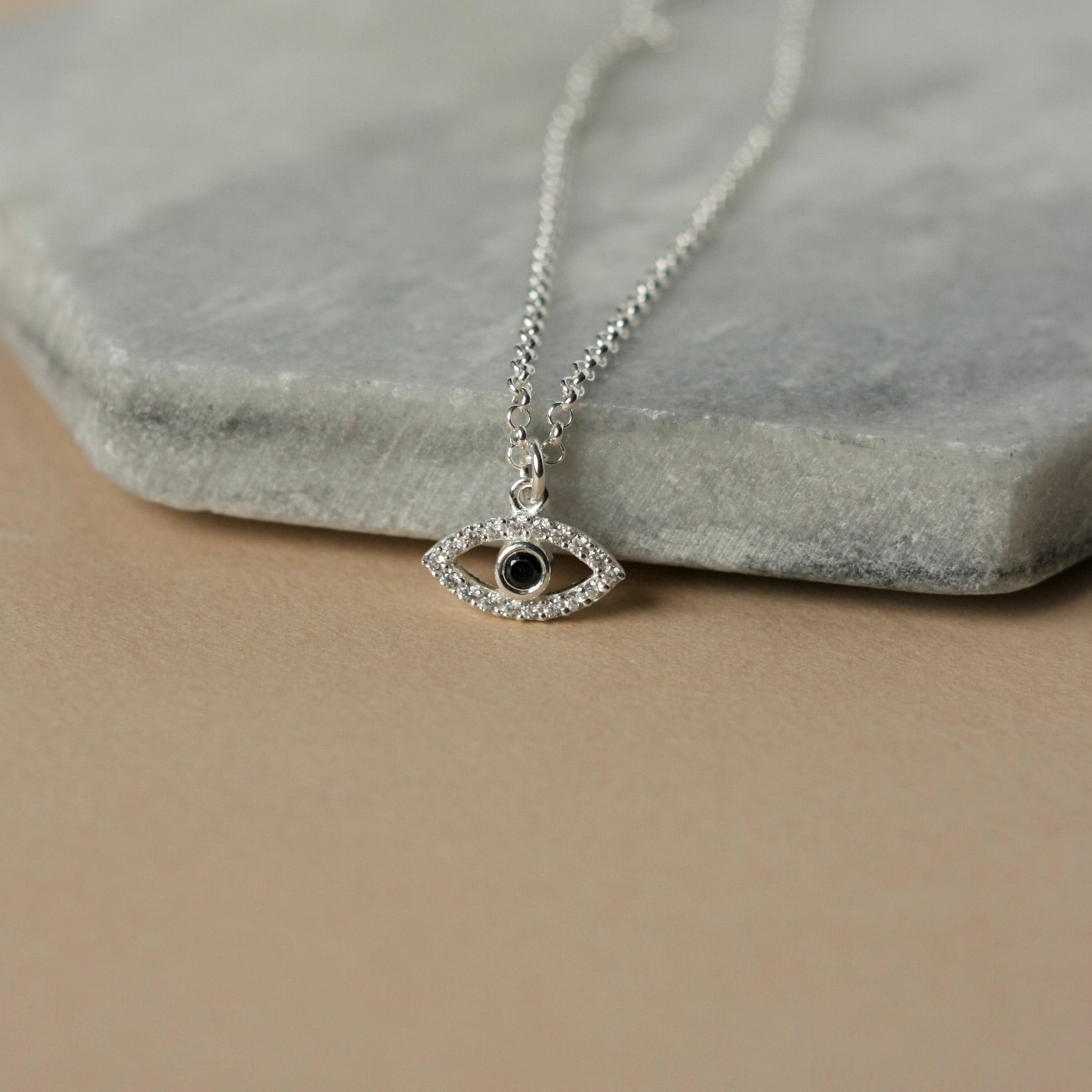 Evil Eye CZ Sterling Silver Necklace
