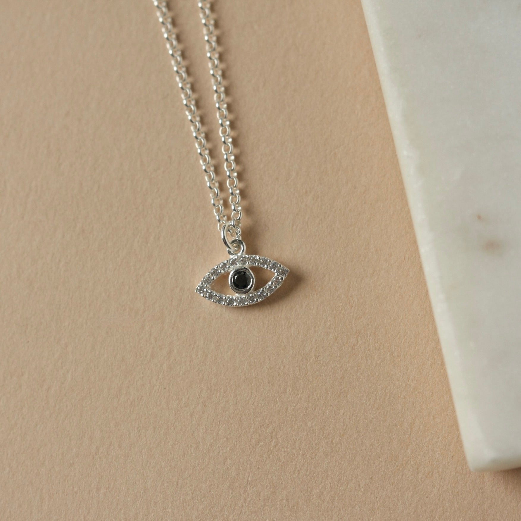 Evil Eye CZ Sterling Silver Necklace