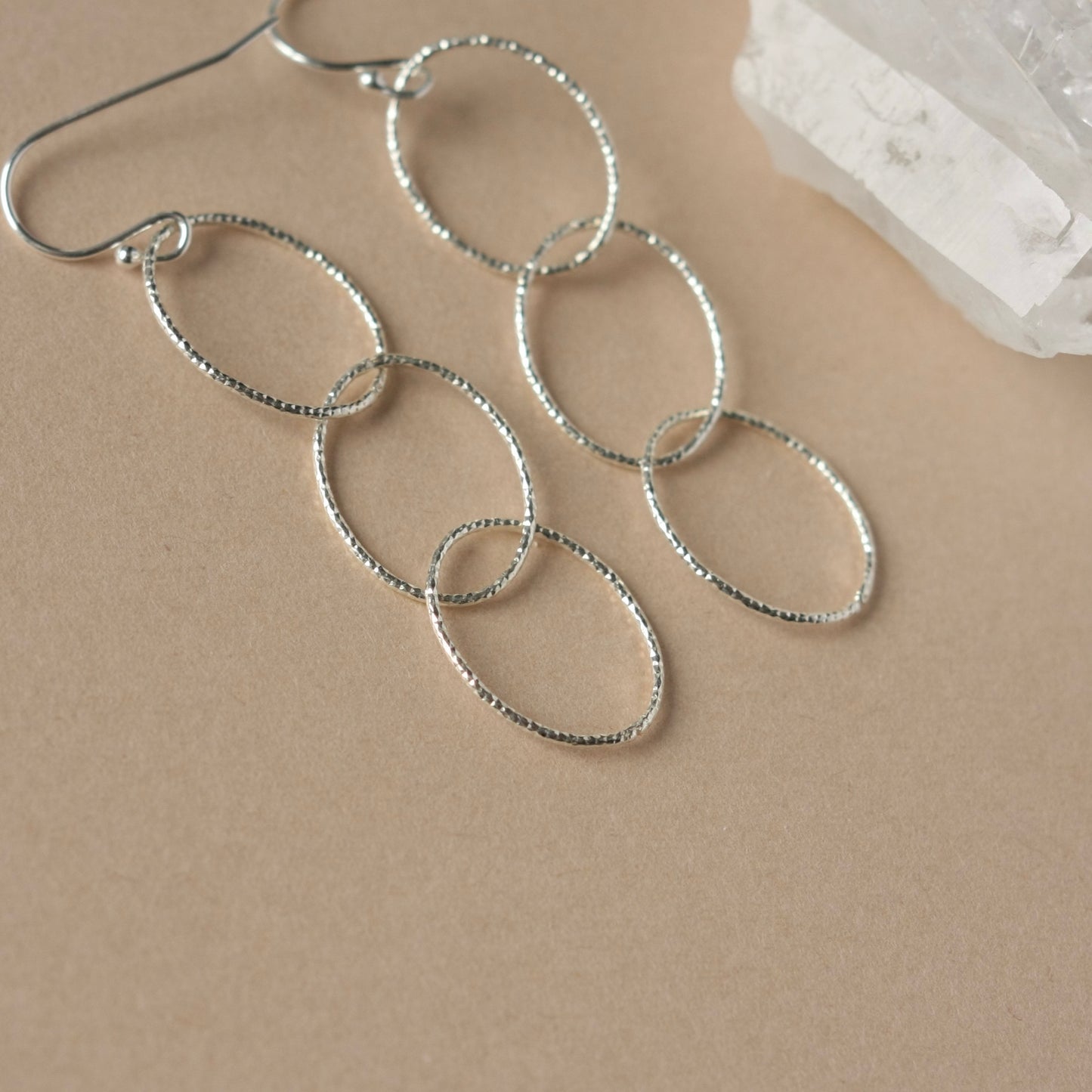 Long Sparkly Silver Chain Earrings