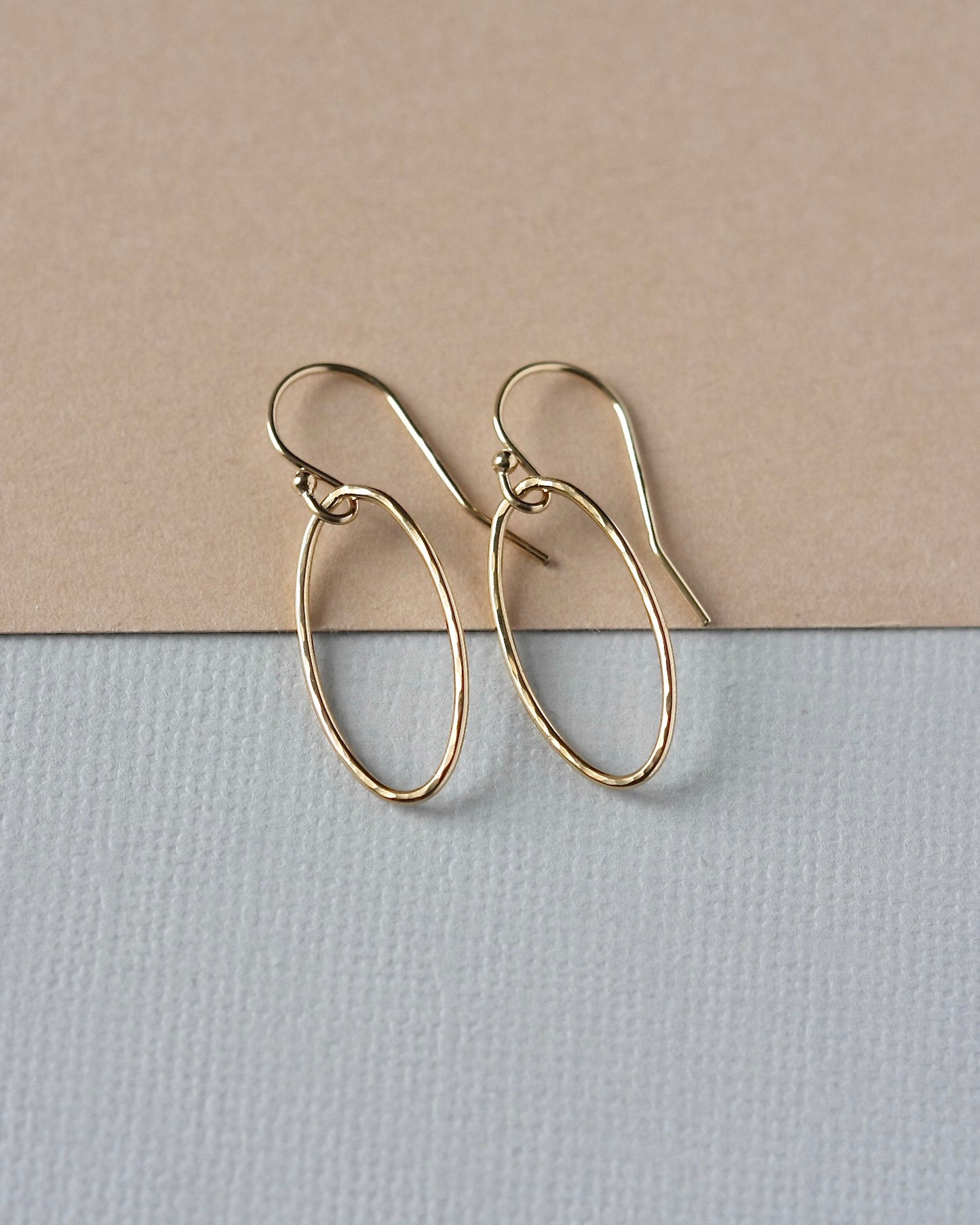 Hammered Gold Oval Earrings