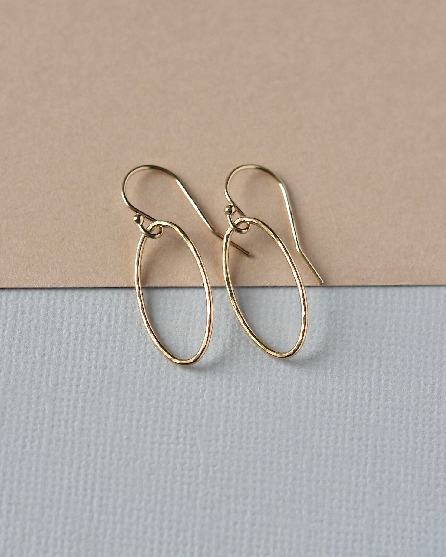 Hammered Gold Oval Earrings