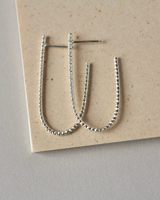 Long Sterling Silver Oval Hoop Earrings