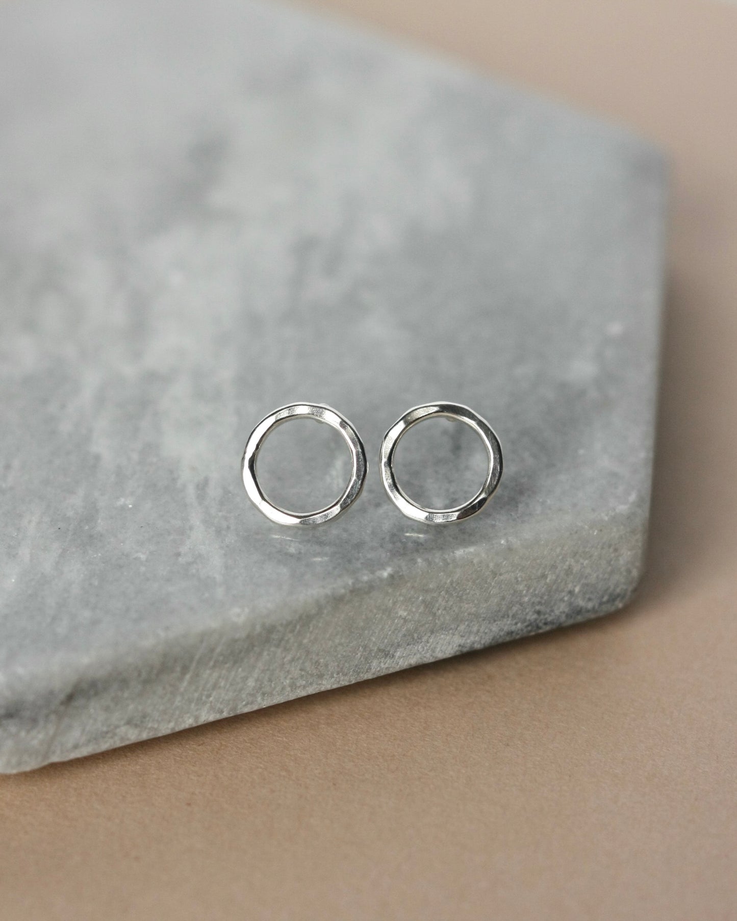 Silver Open Circle Stud Earrings