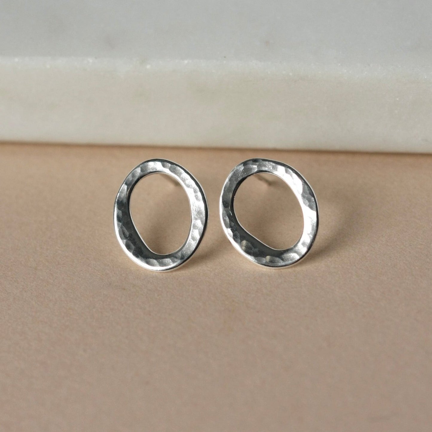 Organic Sterling Silver Circle Studs