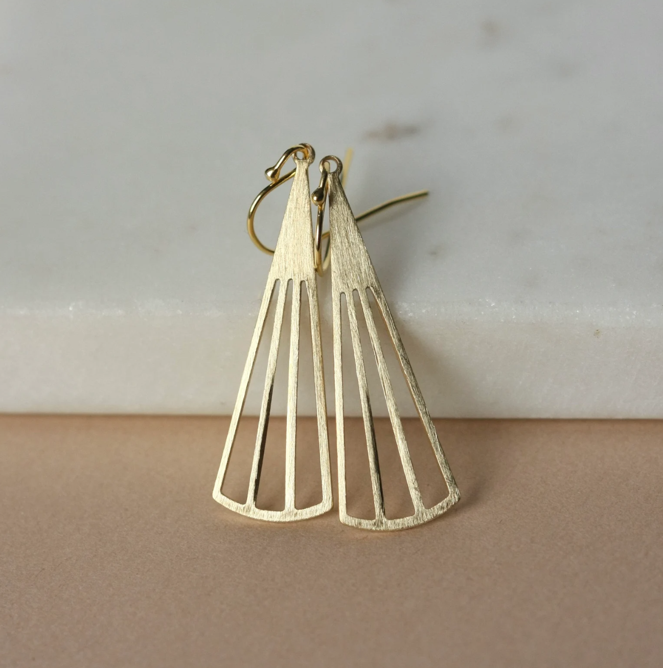 Brass Triangle Earrings