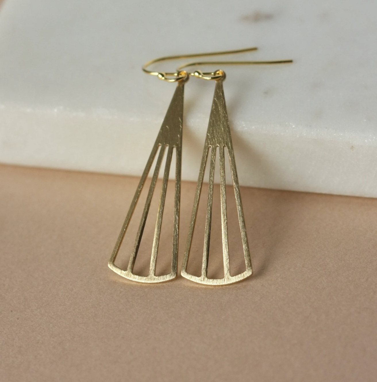 Brass Triangle Earrings