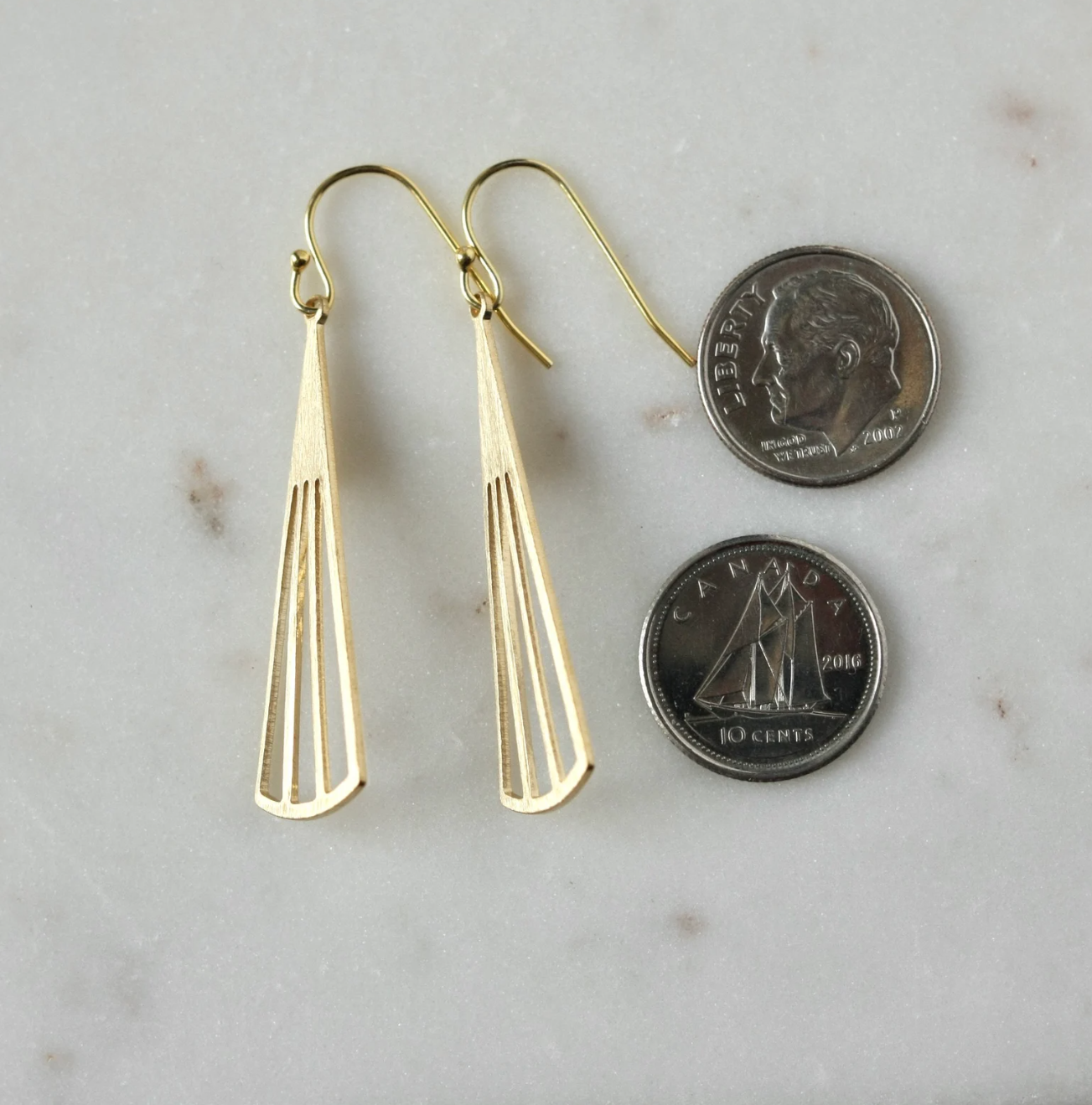 Brass Triangle Earrings