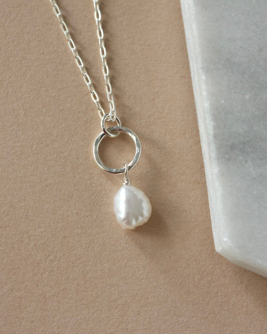 Sterling Silver Baroque Pearl Necklace