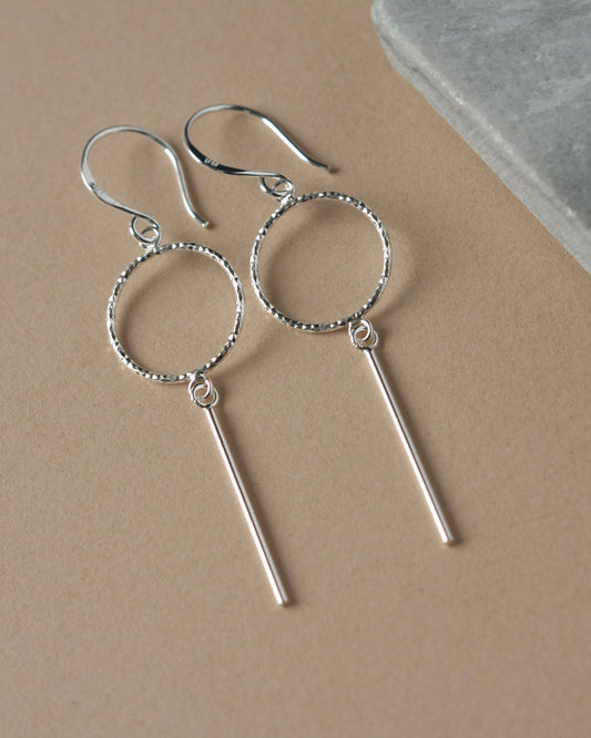 Silver Circle and Bar Earrings