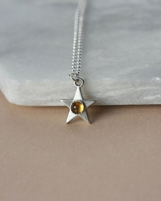 Sterling Silver Citrine Star Necklace