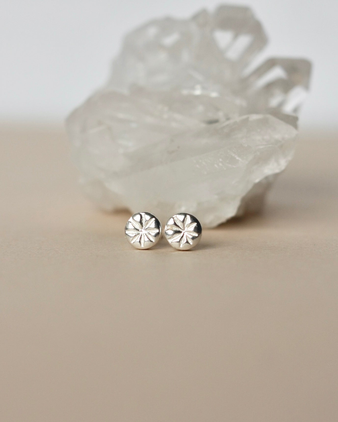 Small Silver Flower Stud Earrings