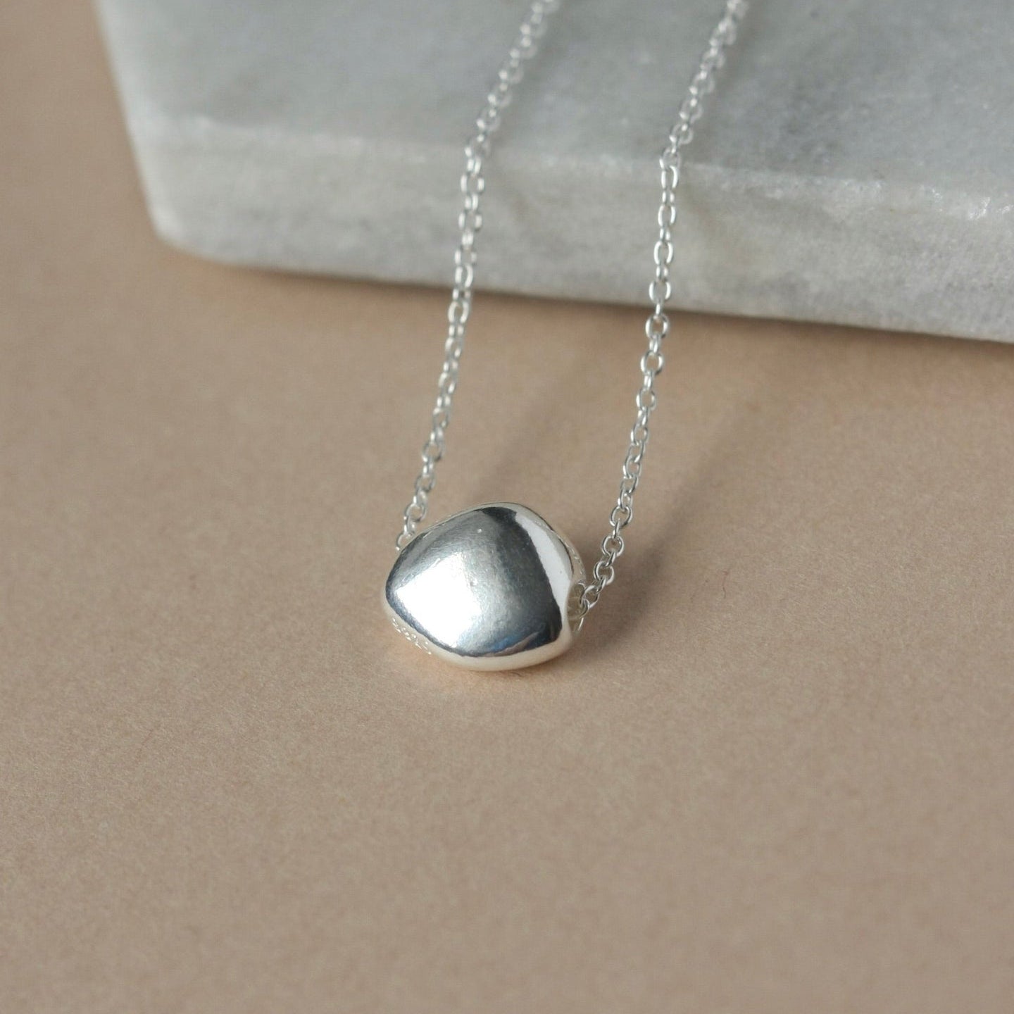 Sterling Silver Organic Pebble Pendant Necklace