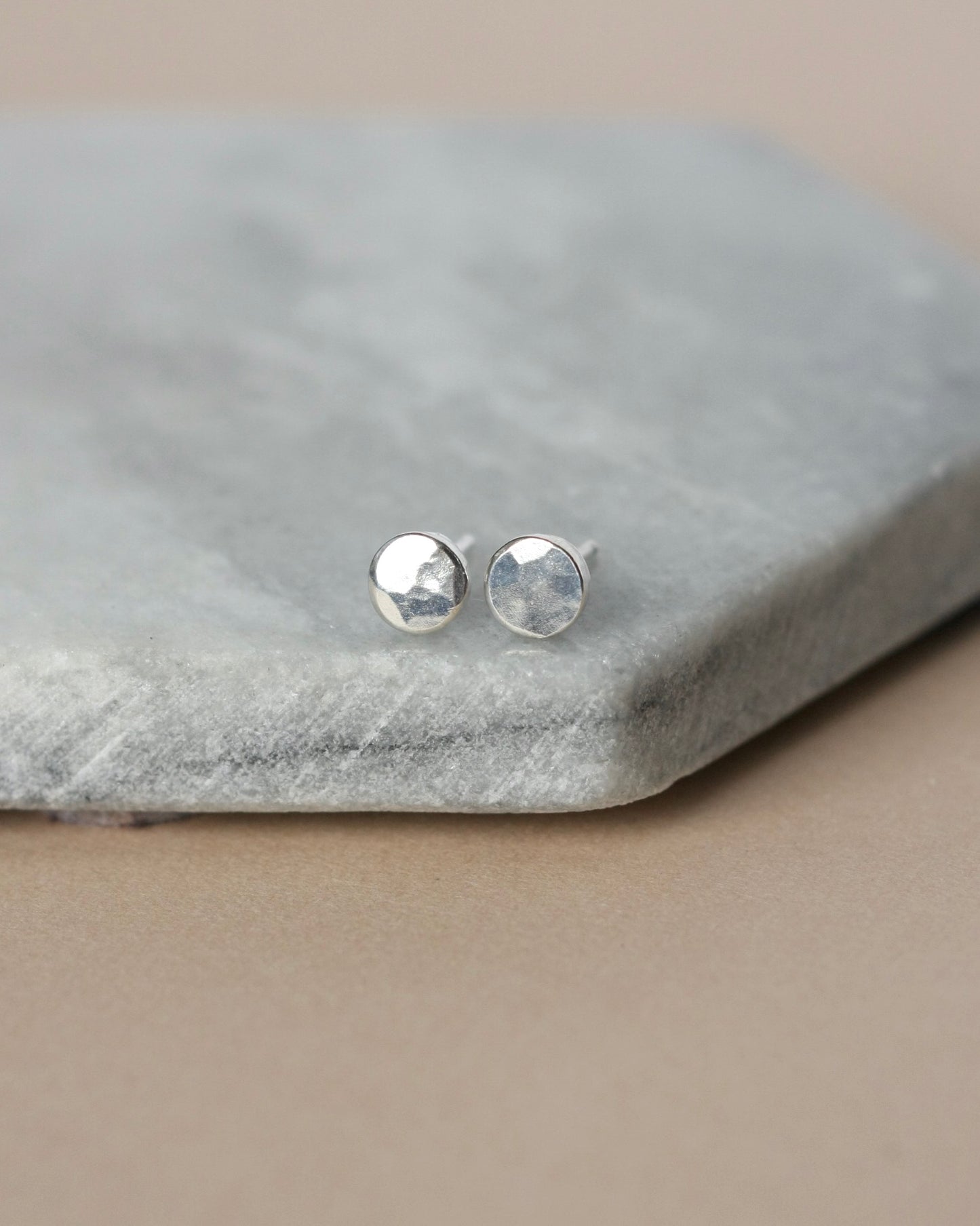 Small Silver Pebble Stud Earrings