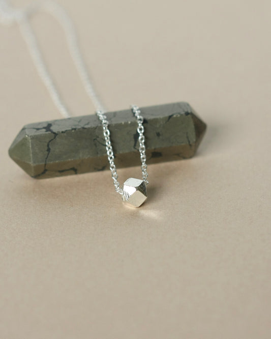 Silver Solitaire Nugget Necklace