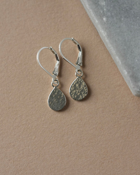 Hammered Sterling Silver Teardrop Earrings