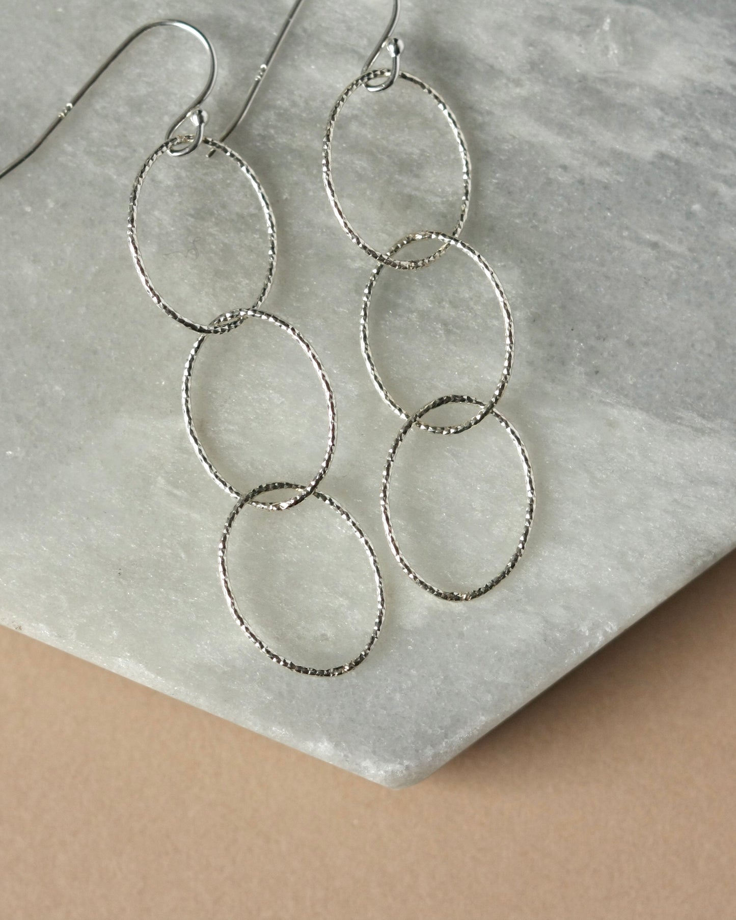 Long Sparkly Silver Chain Earrings