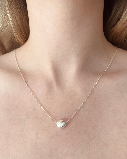 Small Sterling Silver Organic Pebble Charm Necklace