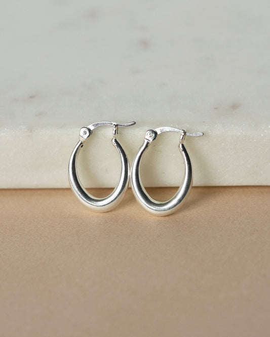 Sterling Silver Oval Hoop Earrings