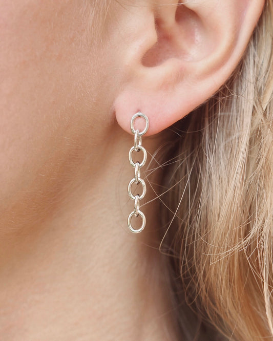 Silver Chunky Chain Link Stud Earrings