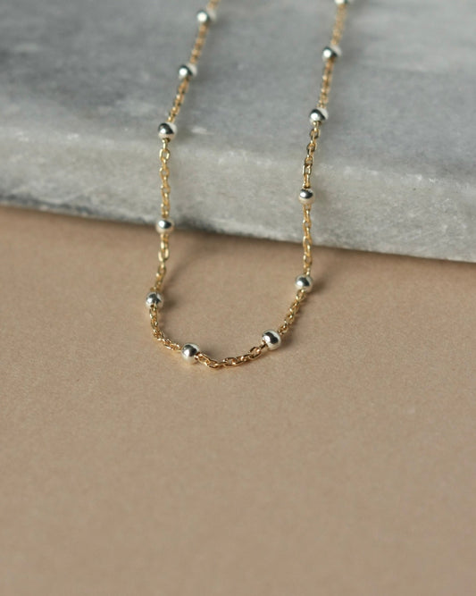 Dainty Mixed Metal Satellite Chain Necklace