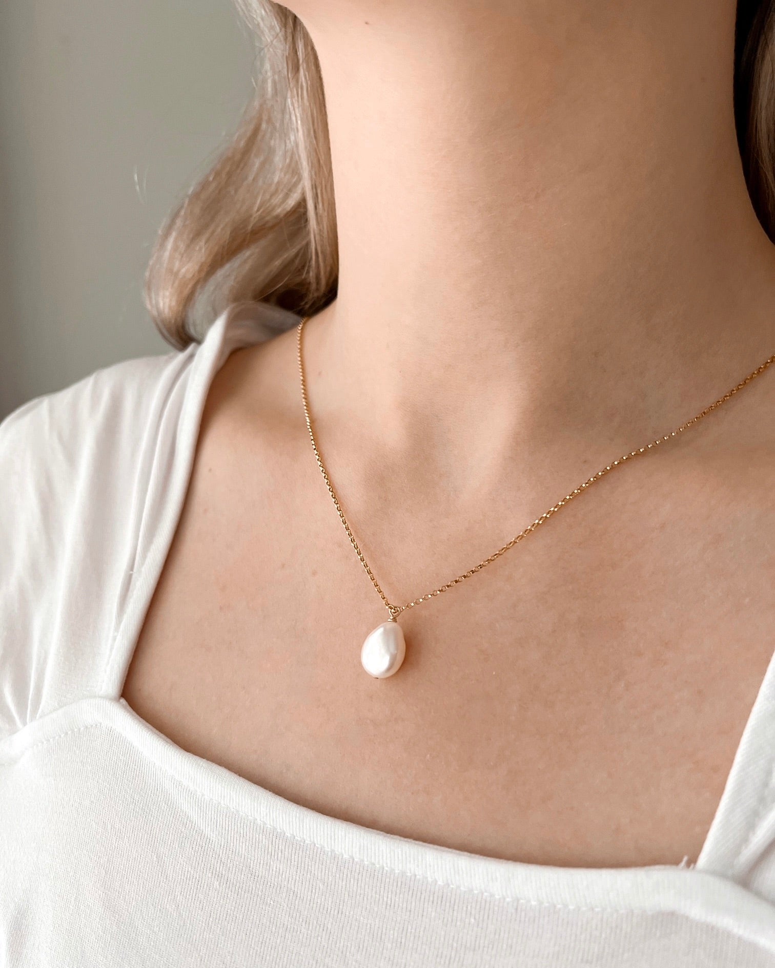 Gold Filled Baroque Pearl Necklace