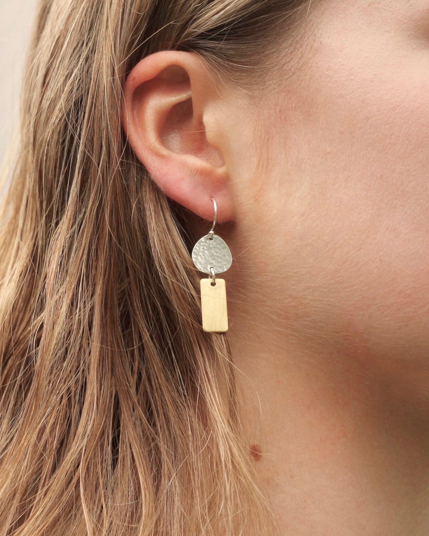 Mixed Metal Geometric Statement Earrings