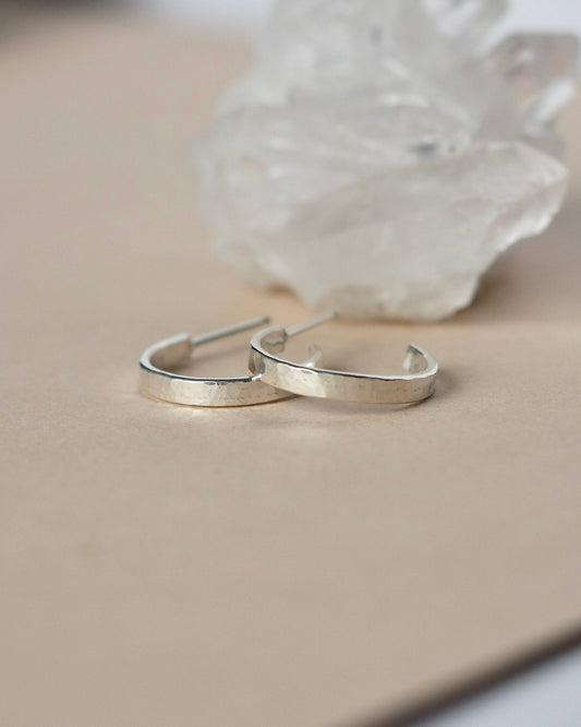 Hammered Sterling Silver Hoop Earrings